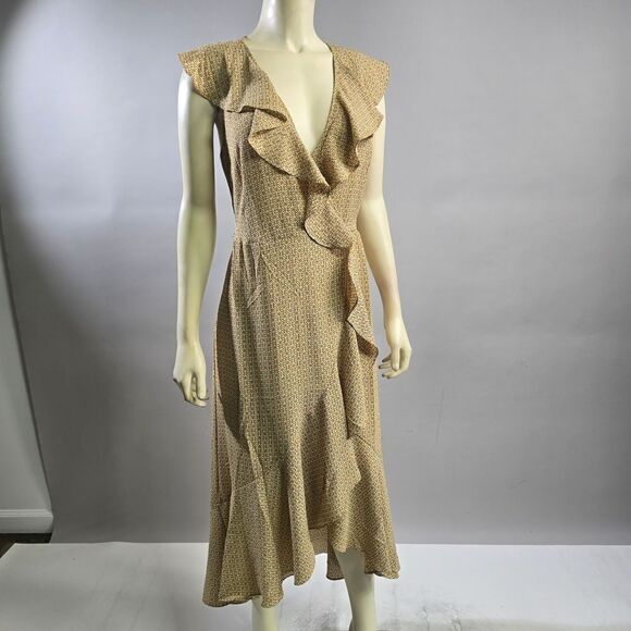 Max Studio Small Beige Ruffle Dress R8 - Picture 1 of 5